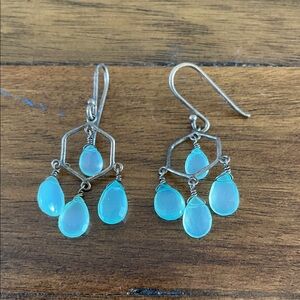 Pale Blue Drop Chandelier Earrings